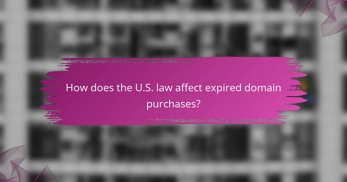 How does the U.S. law affect expired domain purchases?