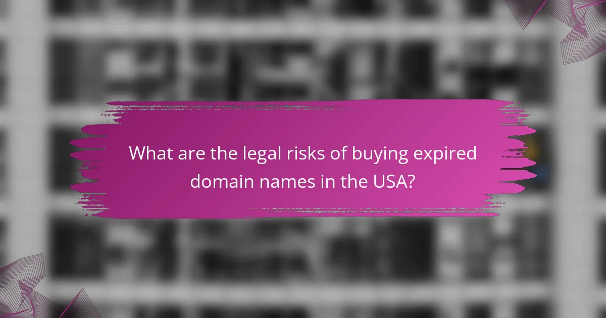What are the legal risks of buying expired domain names in the USA?
