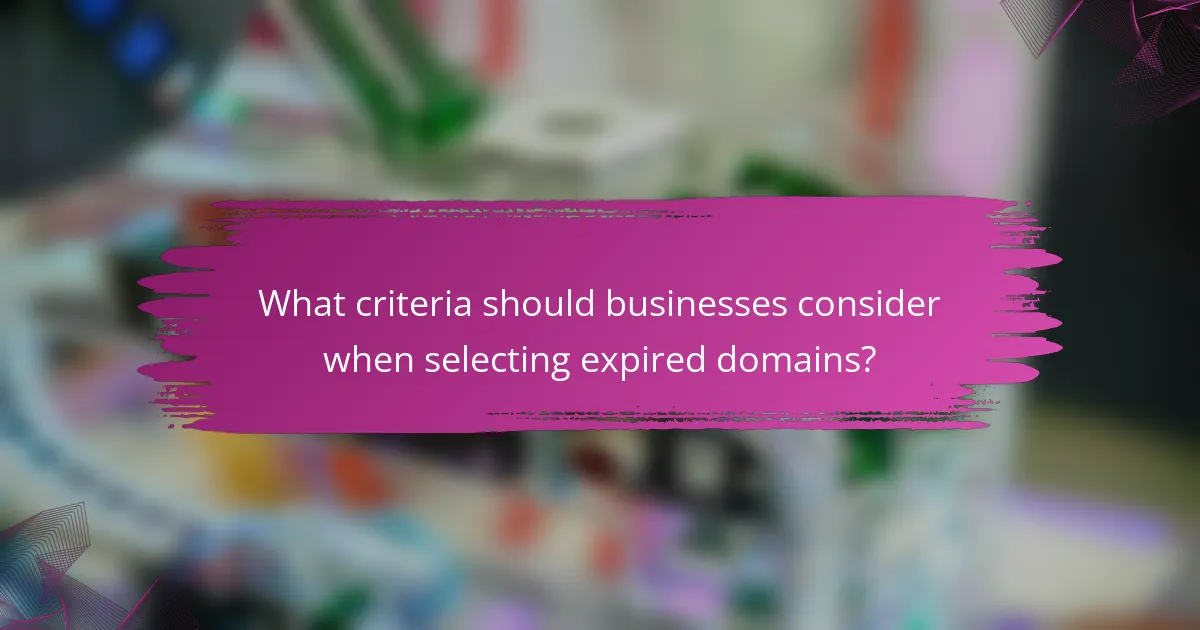 What criteria should businesses consider when selecting expired domains?