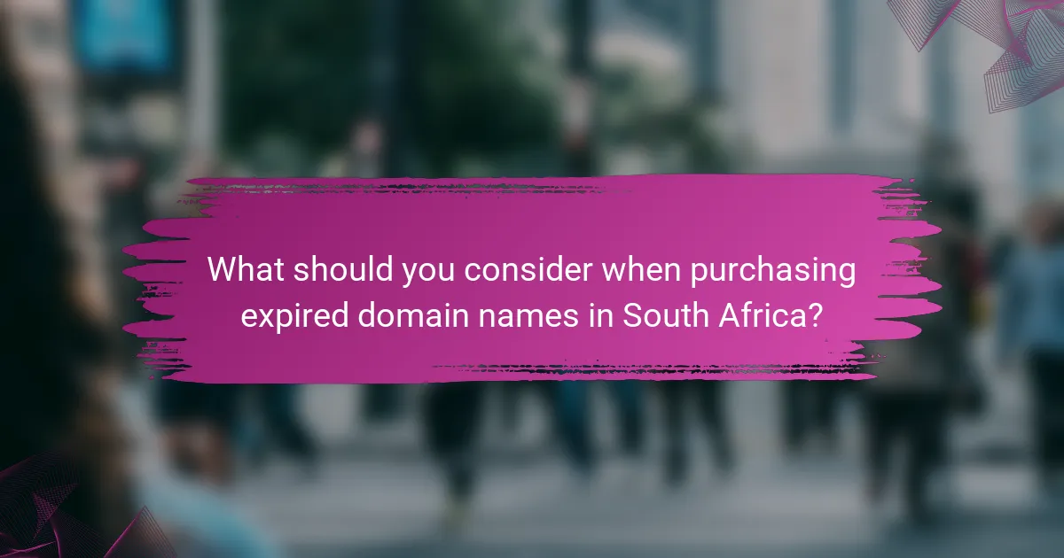 What should you consider when purchasing expired domain names in South Africa?
